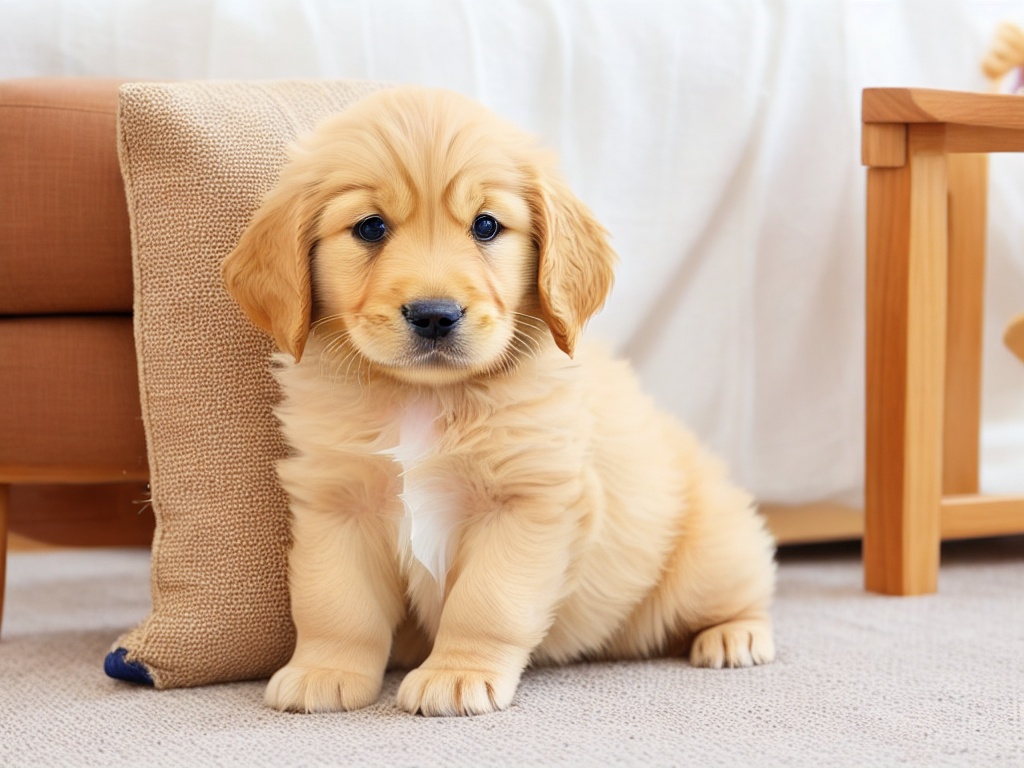 Golden retriever standing on a scale.