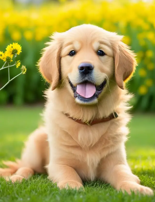 Golden retriever cuddling.