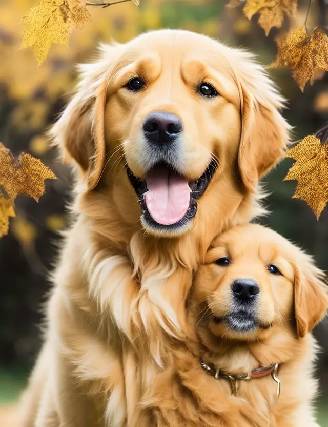 Golden retriever lying on a blanket.