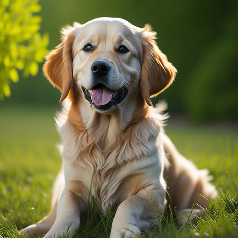 Golden retriever sitting next to a single person on a couch.