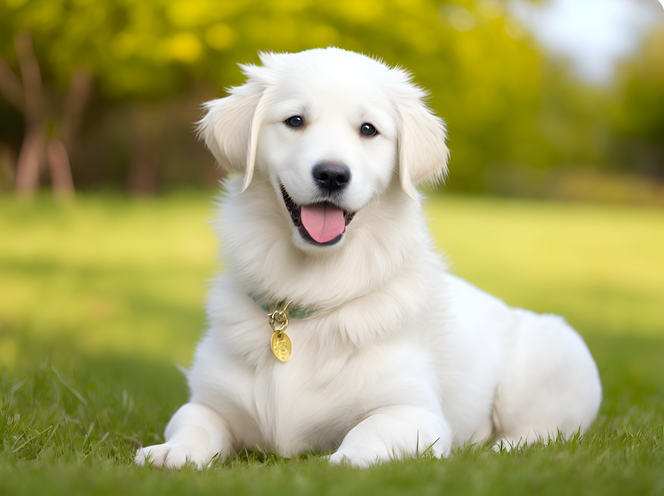 Two dogs sitting side by side. One is a Golden Retriever and the other is a Chow Chow.