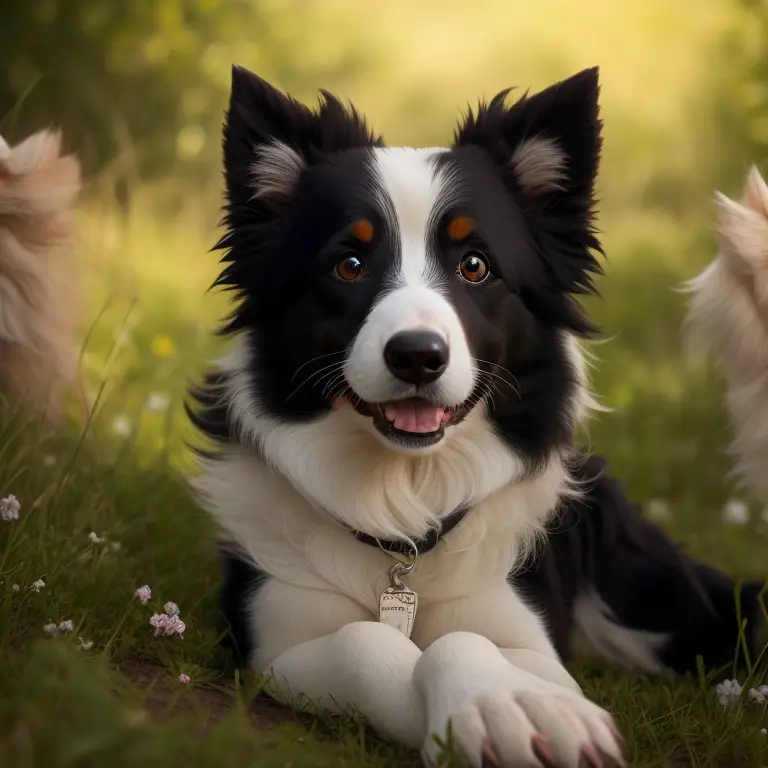 A photograph of a playful Border Collie with a caption asking 