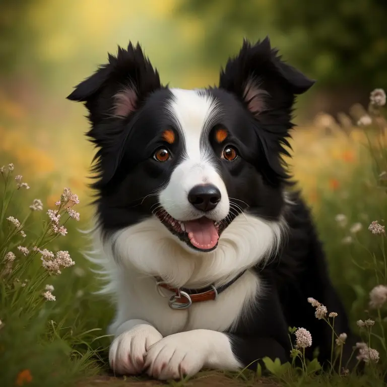 Family enjoying the company of a Border Collie dog