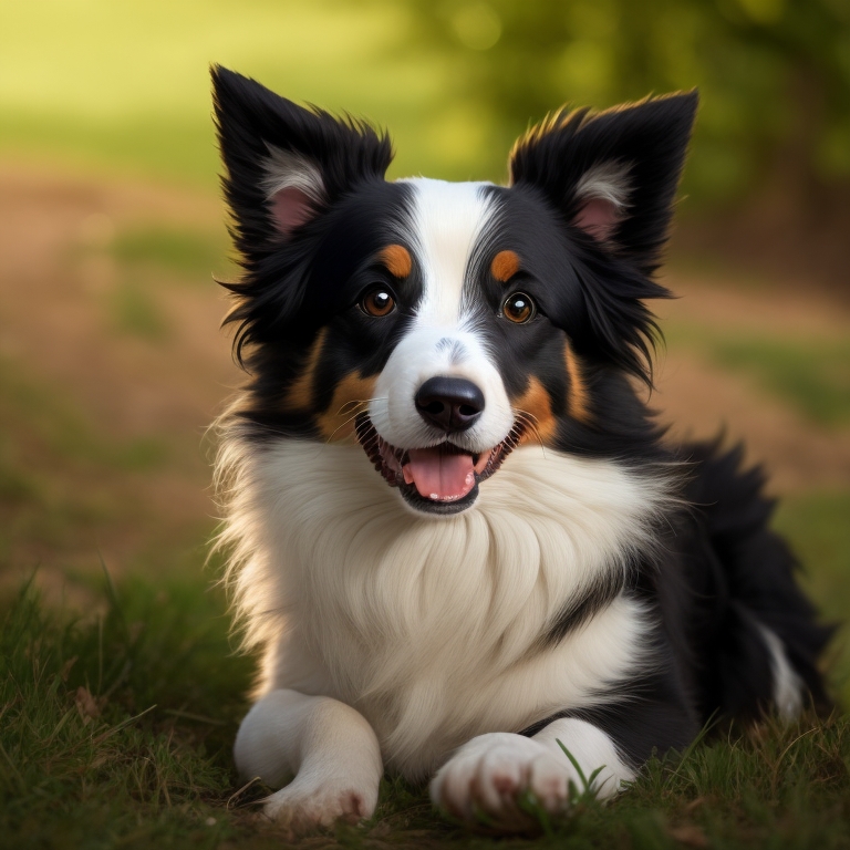 Border Collie sitting on a lawn with a ball in mouth - ideal for allergy-friendly homes