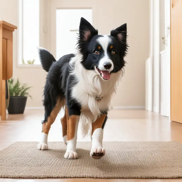 Border Collie with a gentle demeanor being trained for therapy work.