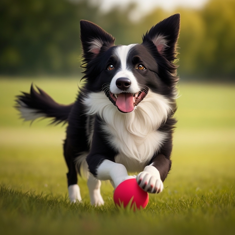 Border Collie sitting outdoors on grass
