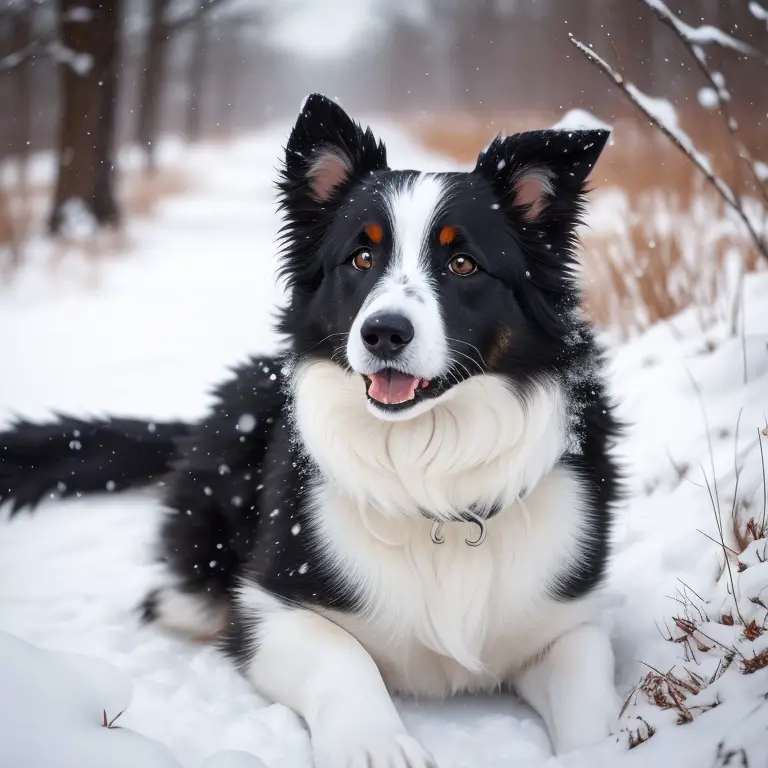 Border Collie trained for tracking outdoors in the grassy field.
