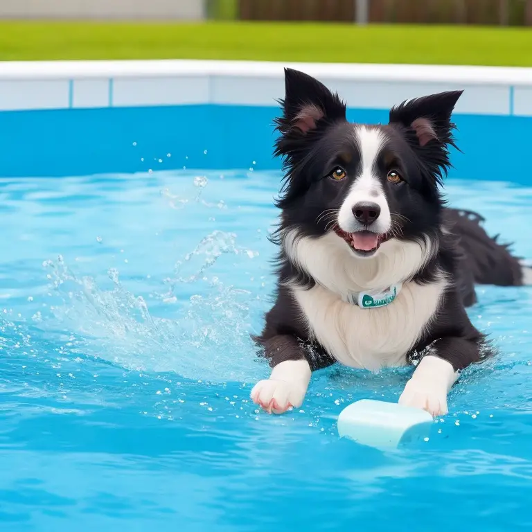 Border Collie playing Treibball game in competitive setup