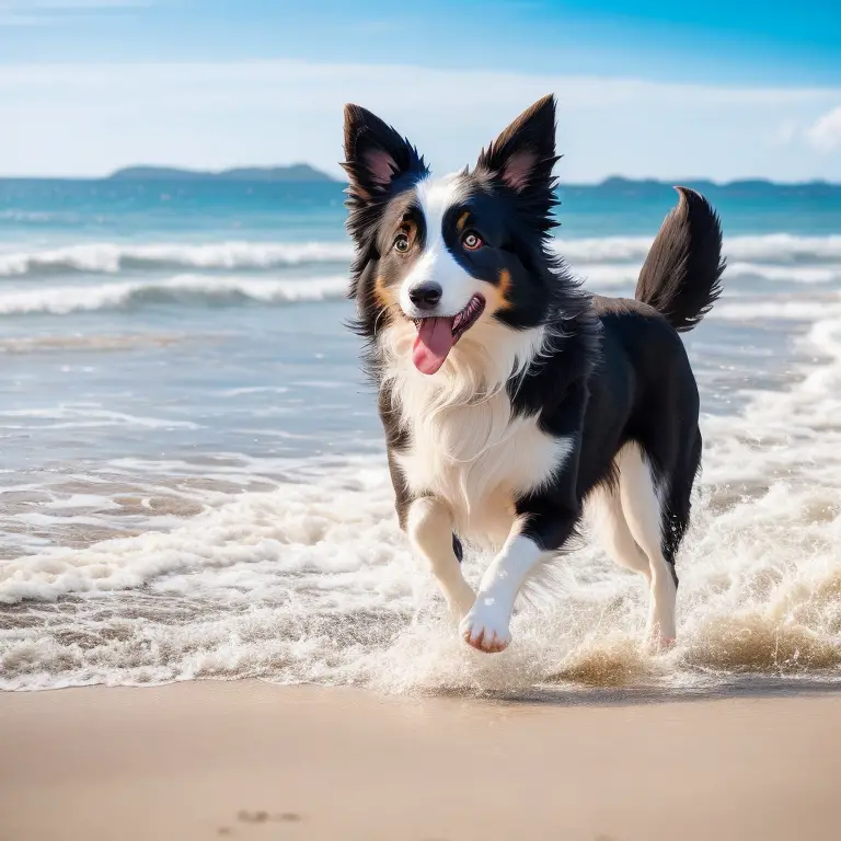 Border Collie playing Treibball game in competitive setup