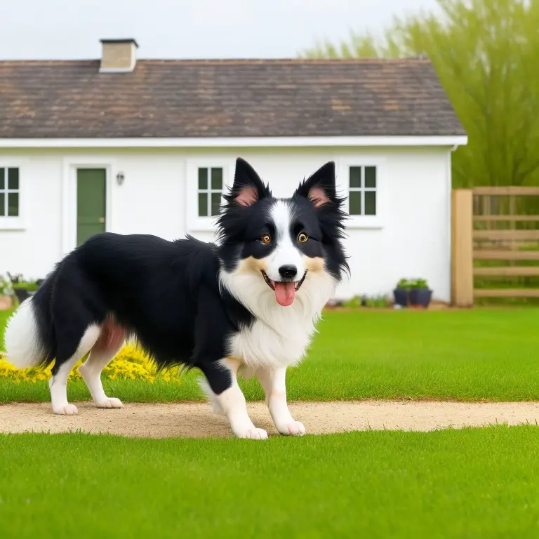 Border Collie running in the grass.