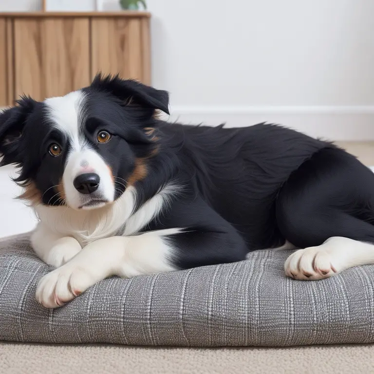 Border Collie sitting on grass field.