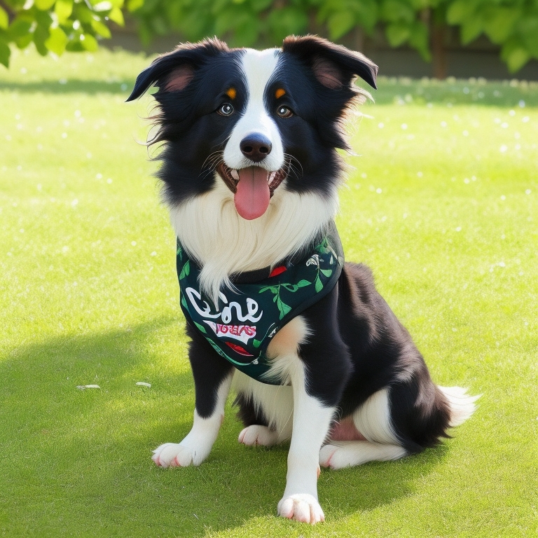 Border Collie standing on grass with its head held high.