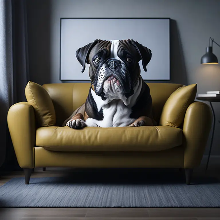 My Boxer sitting on the sofa