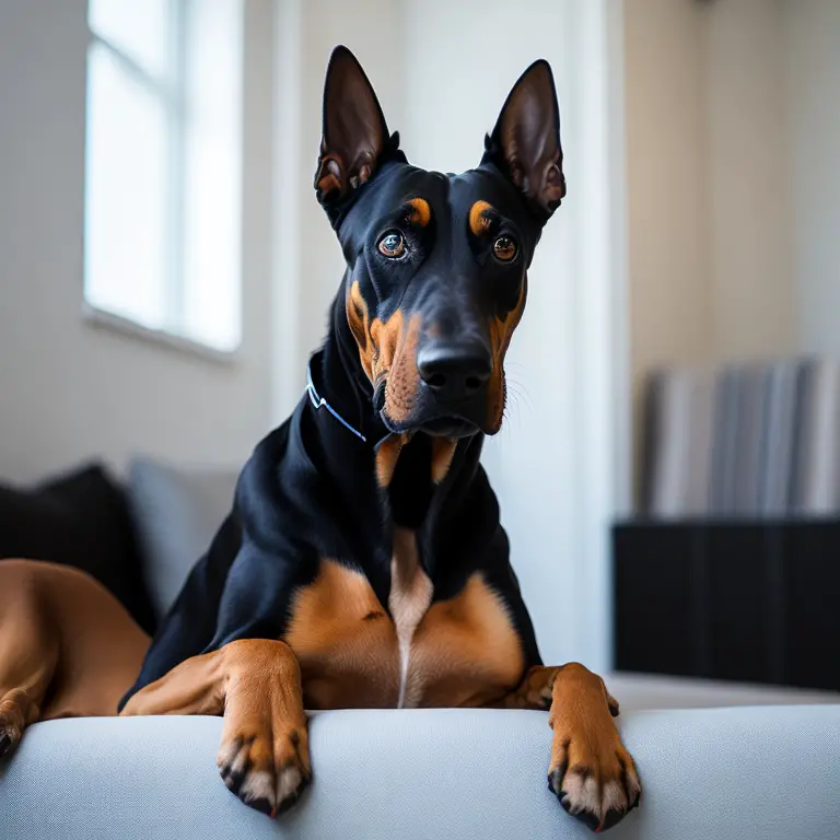 Doberman Pinscher watching me