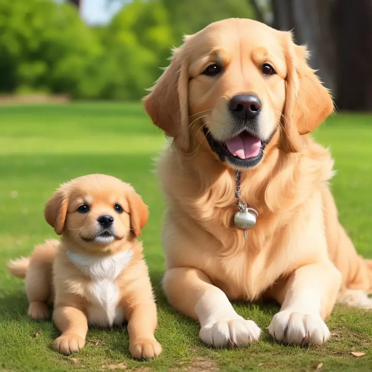 two cute Golden Retriever