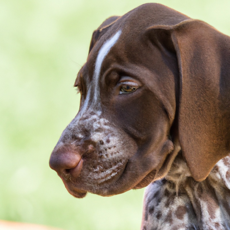 Alert and attentive German Shorthaired Pointer service dog.
