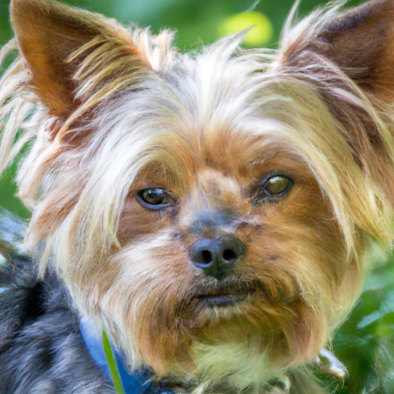 Alert and well-trained Yorkshire Terrier.