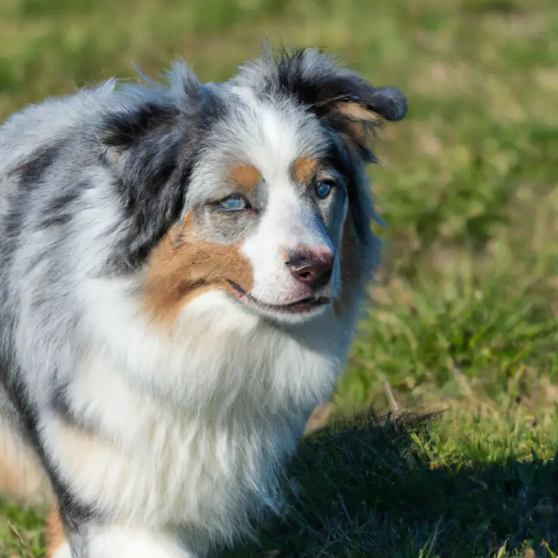 Australian Shepherd Dog swimming in a pool.