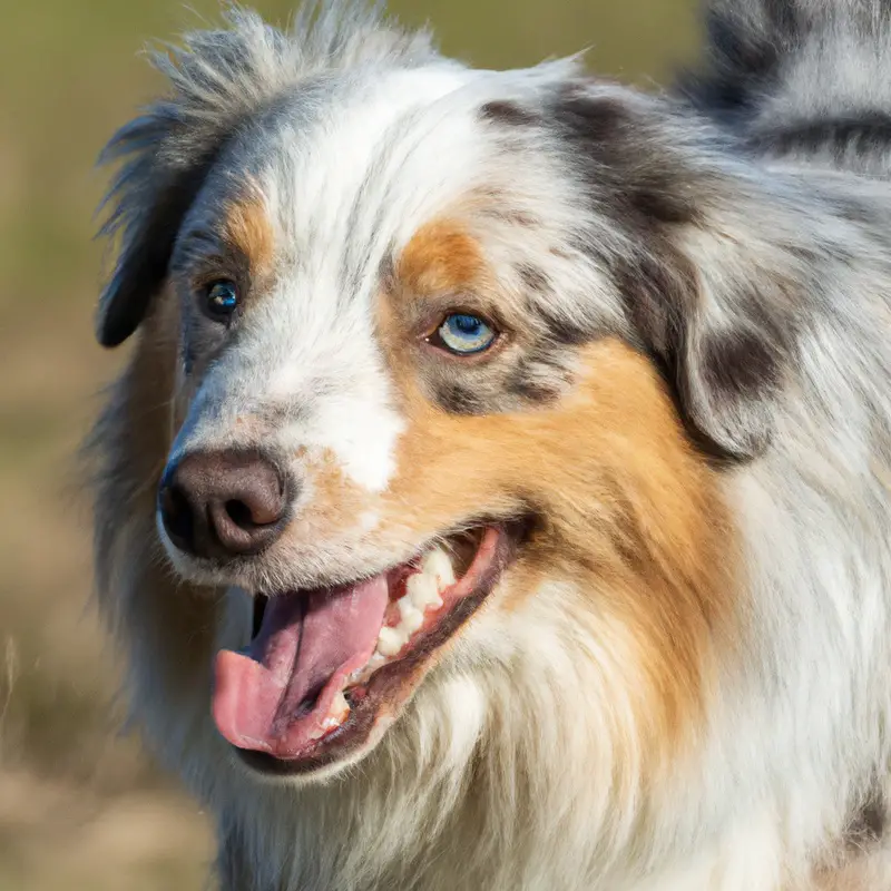 Australian Shepherd dog diving.