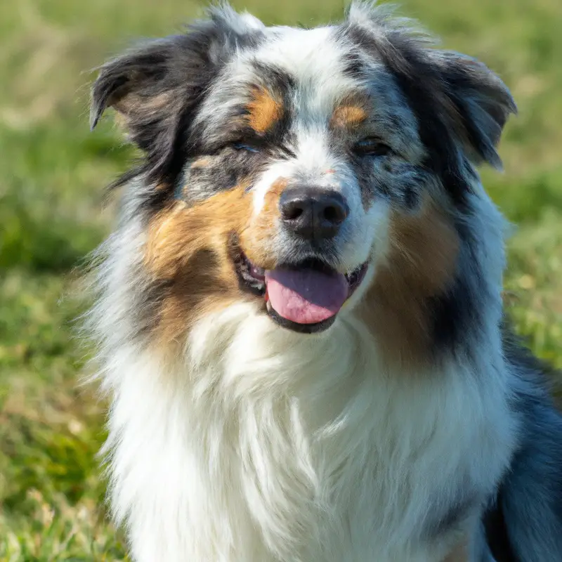 Australian Shepherd herding cattle.