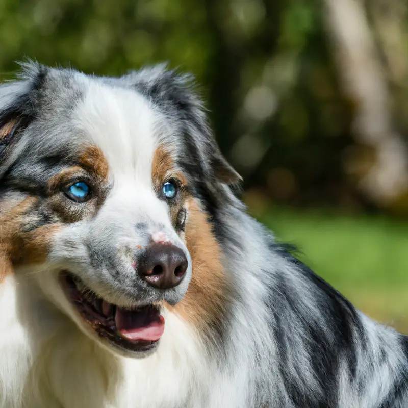 Australian Shepherd in crate.