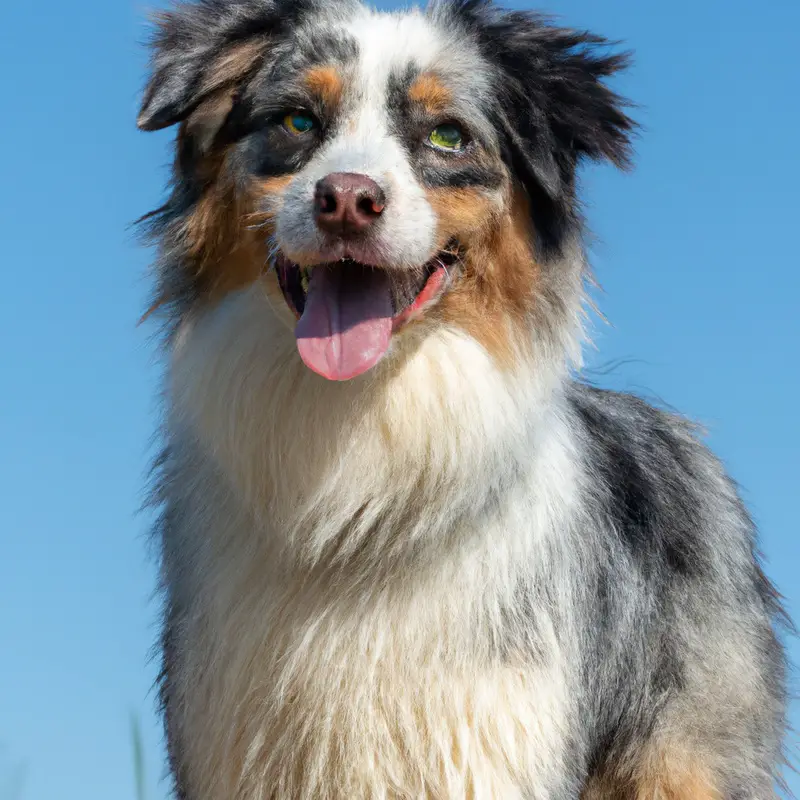 Australian Shepherd in snow.