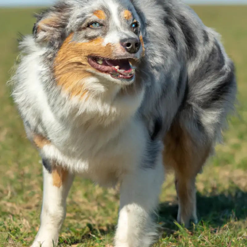 Australian Shepherd performing obedience dance