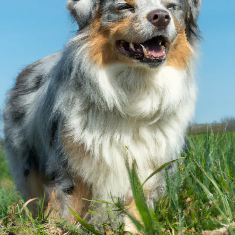 Australian Shepherd practicing Treibball.