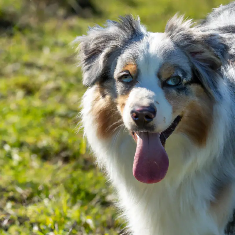 Australian Shepherd shaking hands.