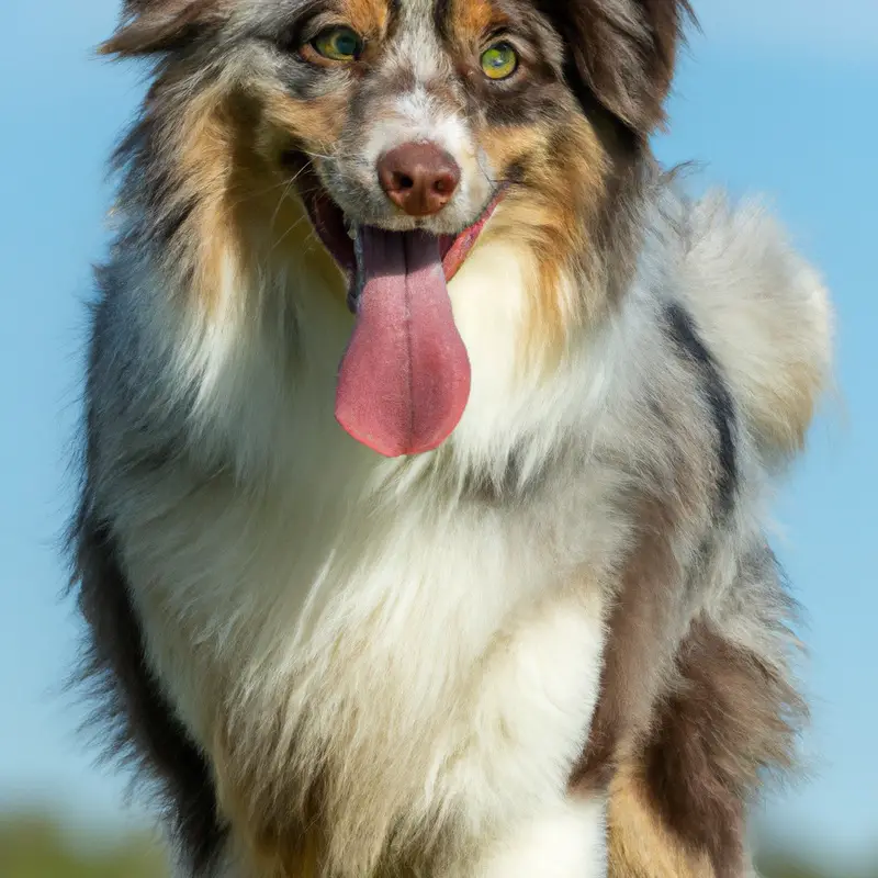 Australian Shepherd watching ducks.