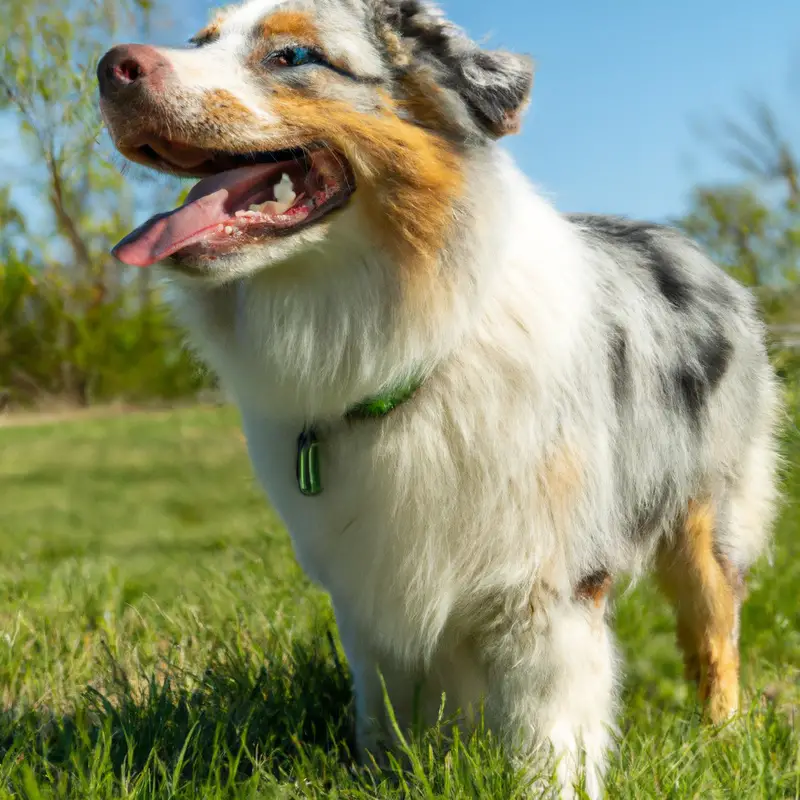 Australian Shepherd with rabbit.