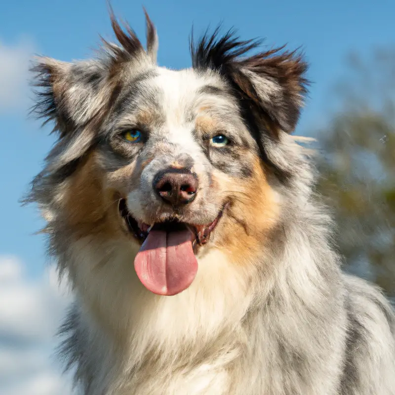 Australian Shepherd with rabbits.