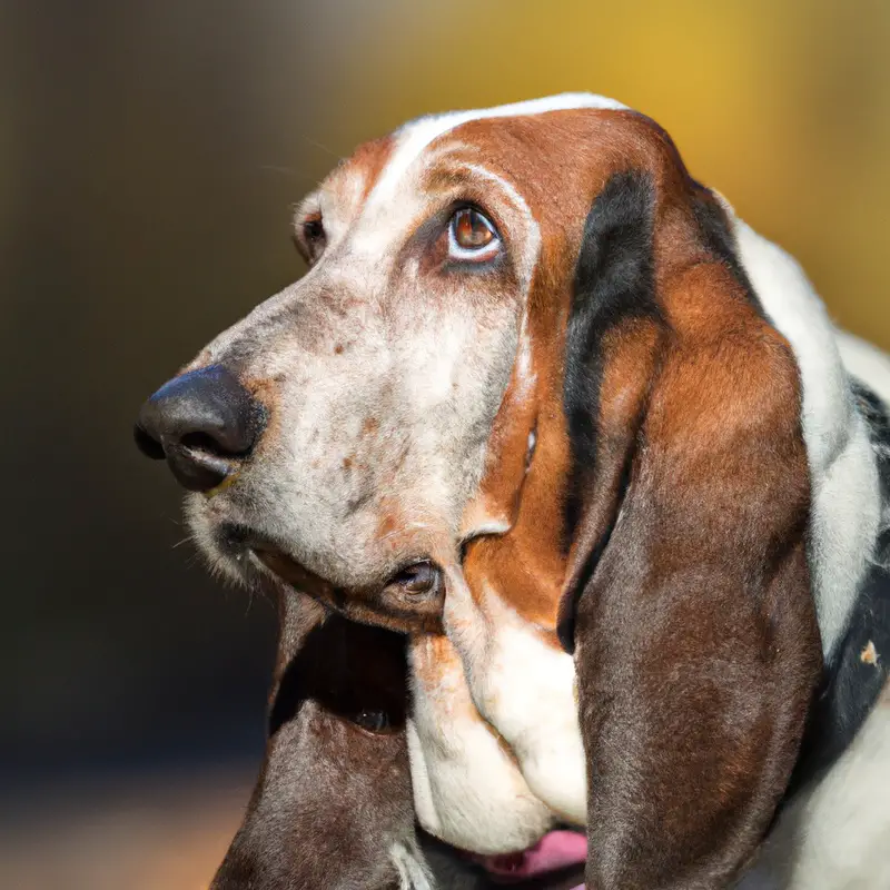 Basset Hound alone at home