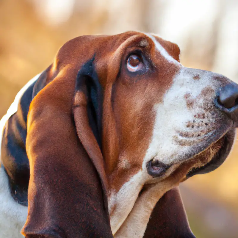 Basset Hound dog sitting.