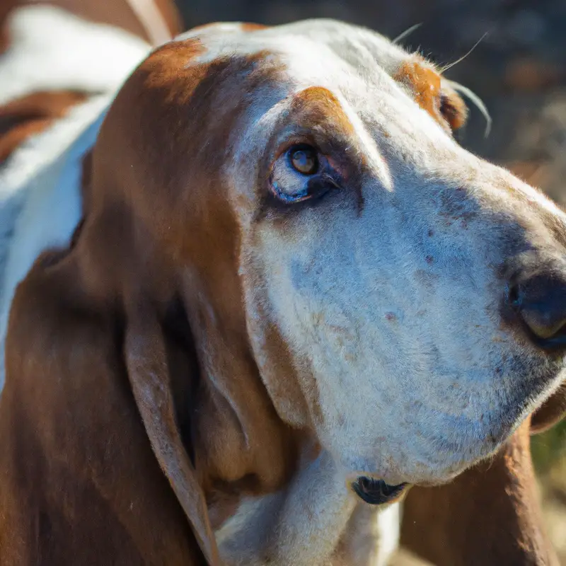 Basset Hound dog sneezing.