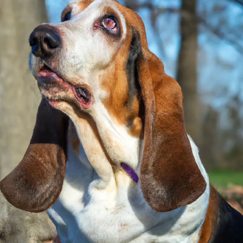 Basset Hound in snow.