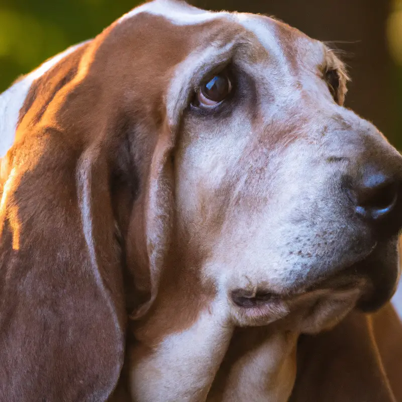 Basset Hound playfully interacting with another dog