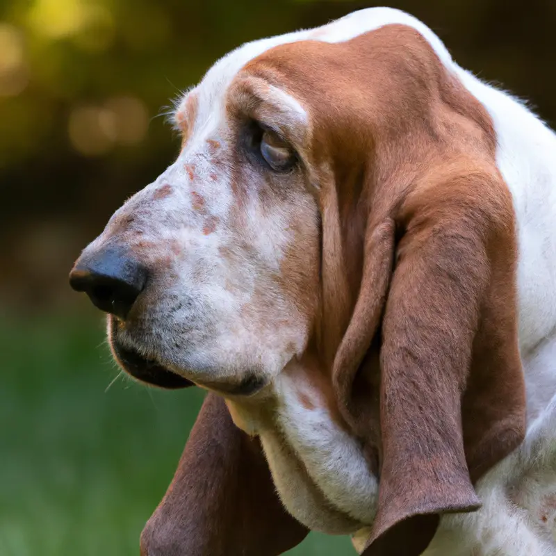 Basset Hound sniffing affectionately.