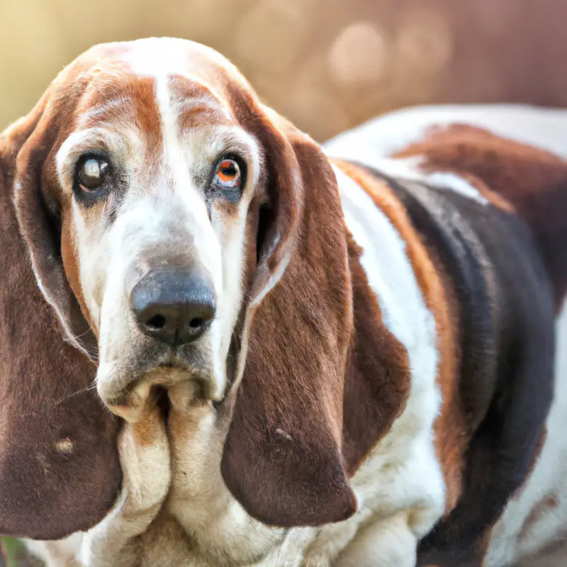 Basset Hound sniffing cat