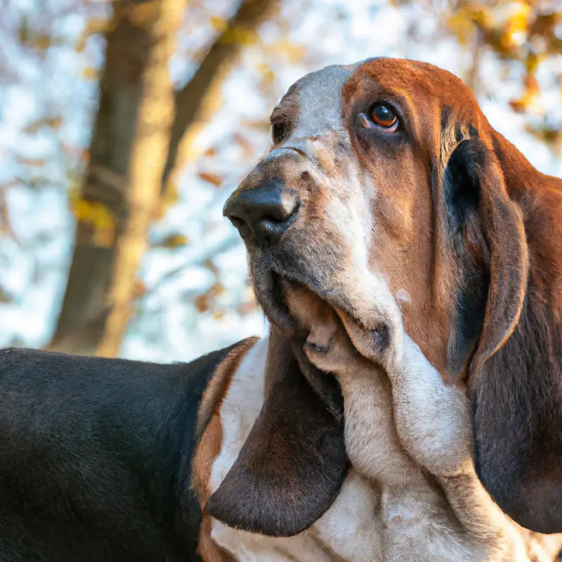Basset Hound urban exercise.
