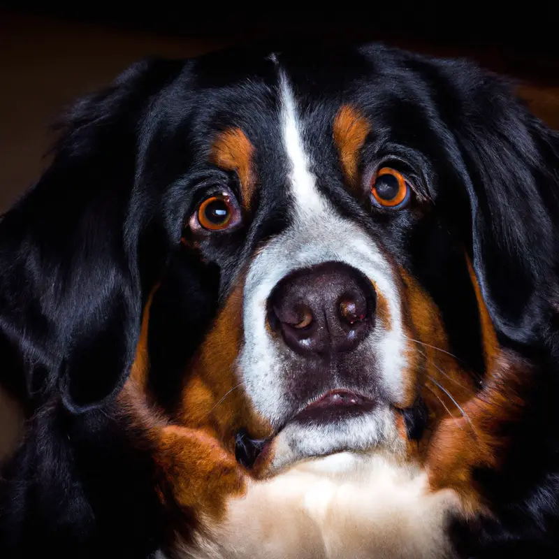 Bernese Mountain Dog on alert.