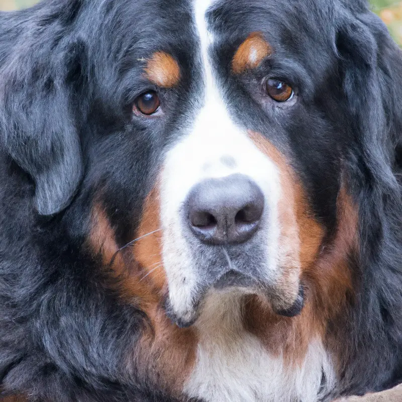 Bernese Mountain Dog on leash.