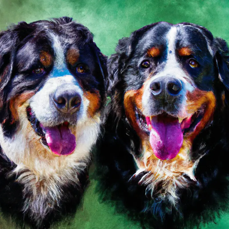 Bernese Mountain Dog playing with child.