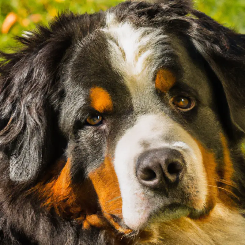 Bernese Mountain Dog running in a park.