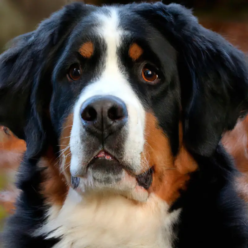 Bernese Mountain Dog sitting alone in a room.