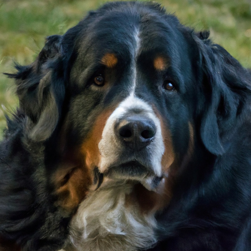 Bernese Mountain Dog standing proudly.