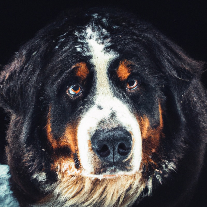 Bernese Mountain Dog with black, white, and rust brown coat.