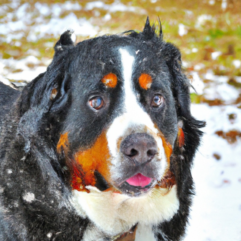 Bernese Mountain Dog with leash