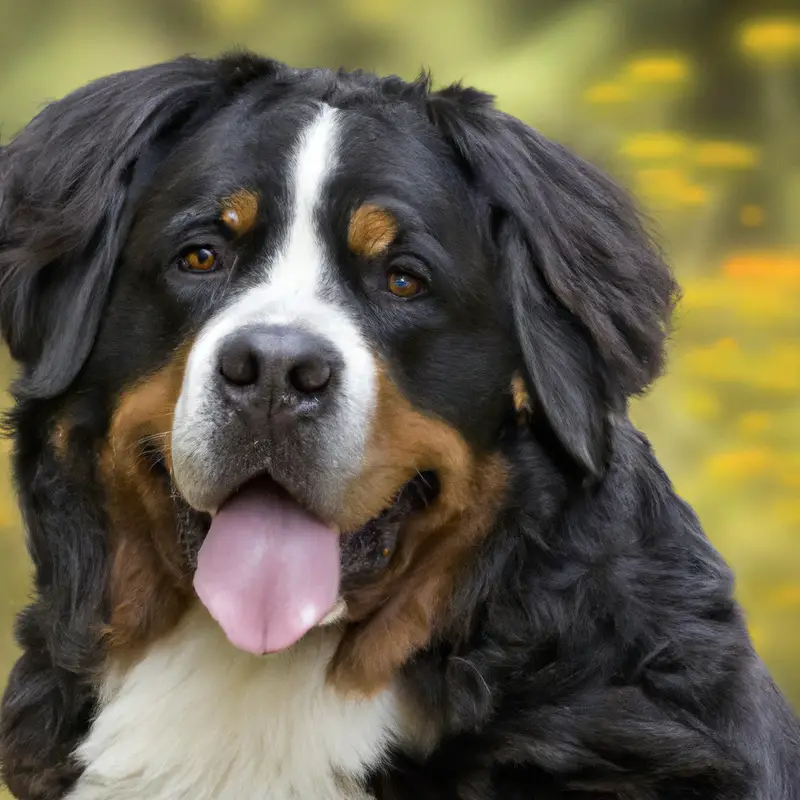 Bernese Mountain dog with toy ball