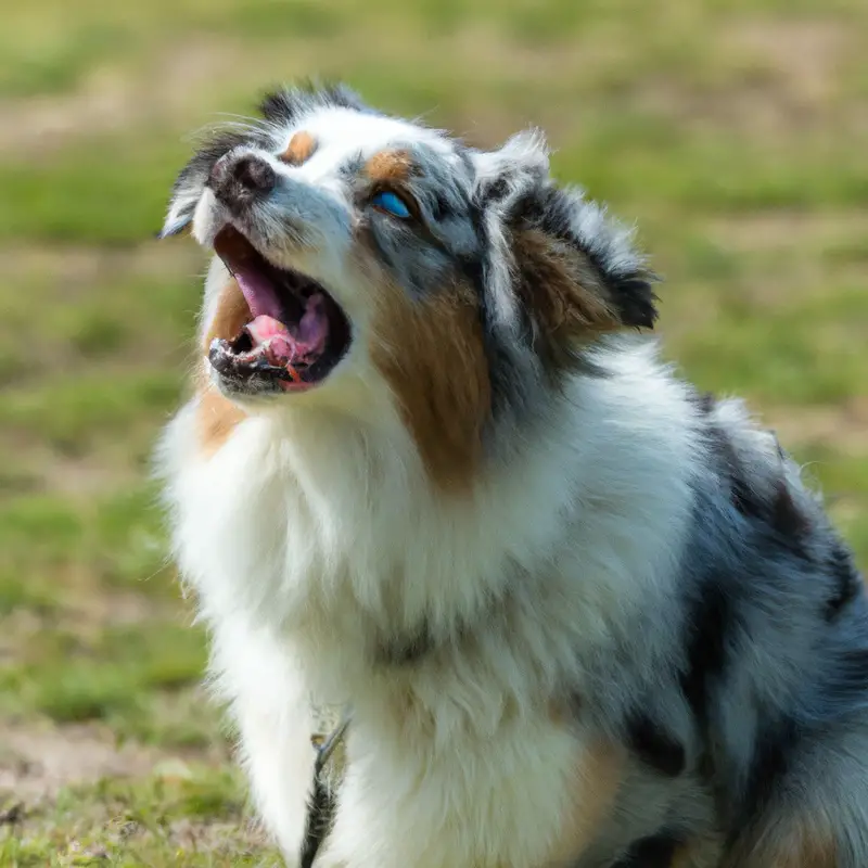 Calm Australian Shepherd during grooming